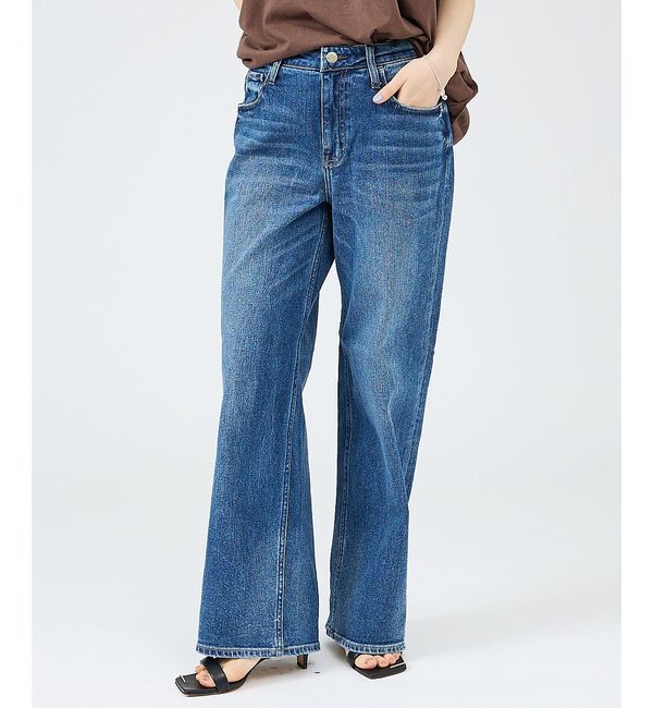 qualite「【Healthy DENIM】Pink peppr ストレートデニムパンツ/ミッ」|デニム|ネイビー