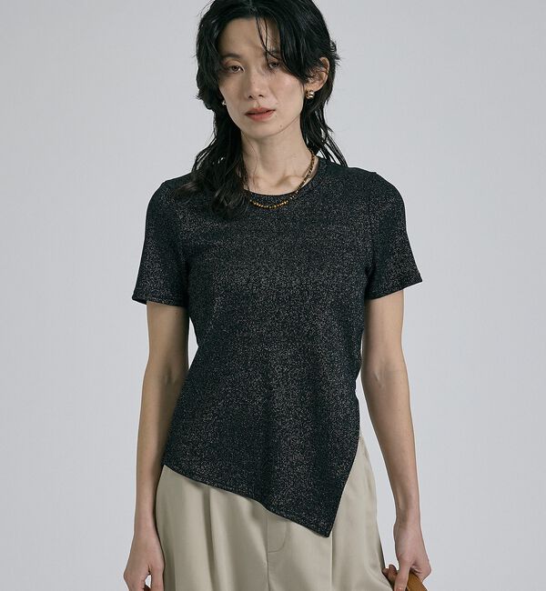 qualite「【大人ラメ&times;スリット】ラメテレコTシャツ」|Tシャツ・カットソー|