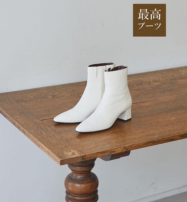 AU BANNISTER「【最高ブーツ/ニューヨーク】スクエアトゥブーツ」|ショートブーツ|ホワイト