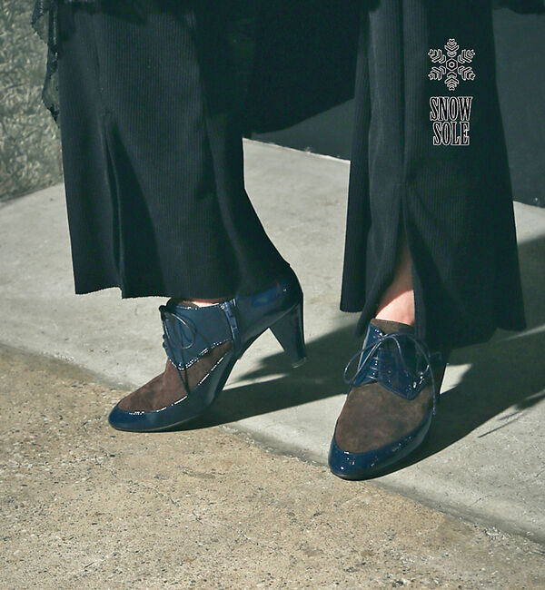 AU BANNISTER「【スノーソール】レースアップブーティー」|ショートブーツ|ネイビー