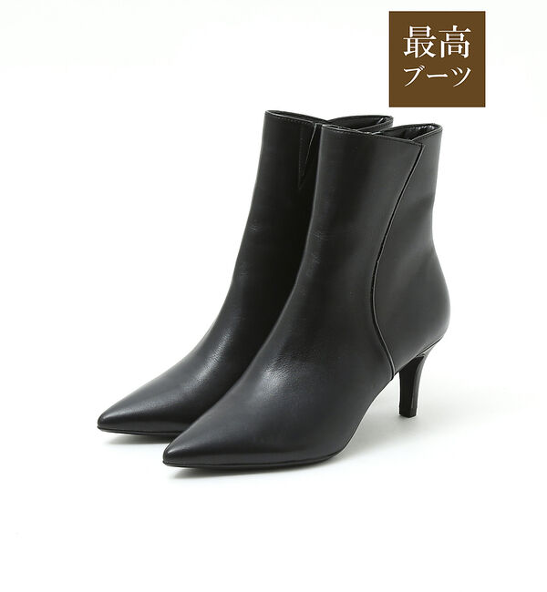AU BANNISTER「【最高ブーツ/ 6.5cmヒール】ポインテッドトゥショートブーツ」|ショートブーツ|ブラック
