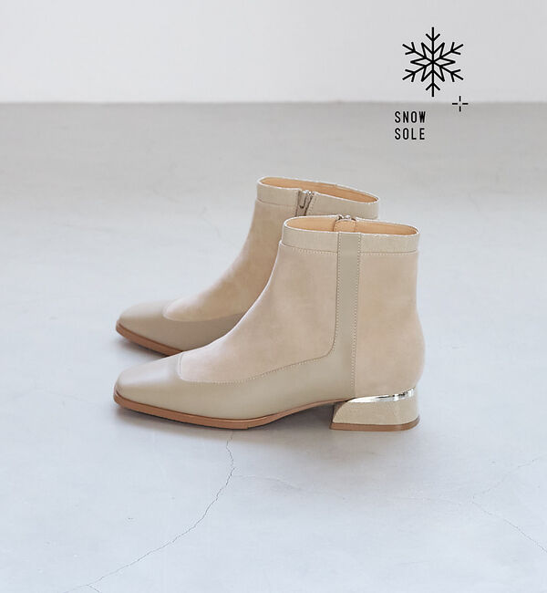 AU BANNISTER「【スノーソール】メタルヒールショートブーツ」|ショートブーツ|ベージュ