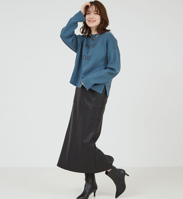 abahouse mavie「フェイク（スエード＆レザー）ロングタイトスカート」|スカート|