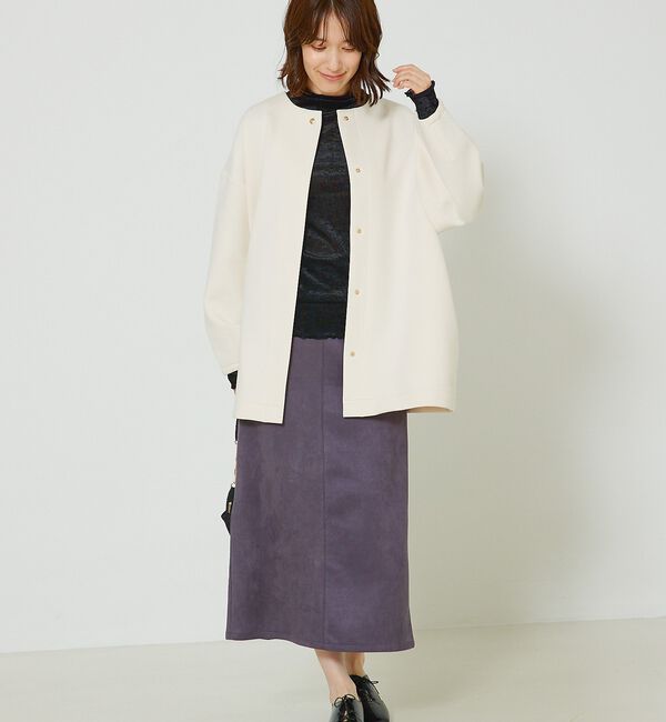 abahouse mavie「フェイク（スエード＆レザー）ロングタイトスカート」|スカート|