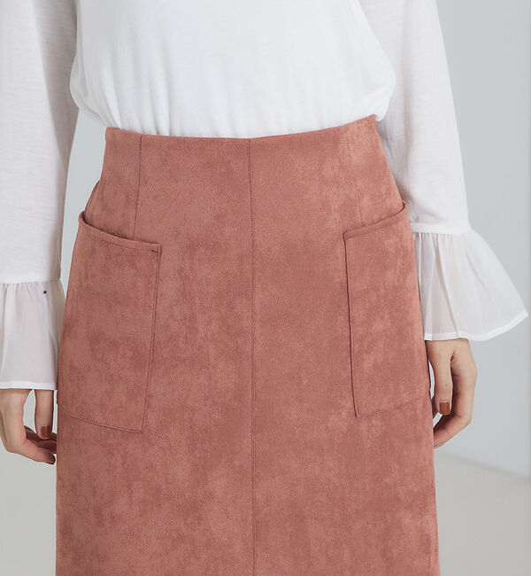 abahouse mavie「フェイク（スエード＆レザー）ロングタイトスカート」|スカート|