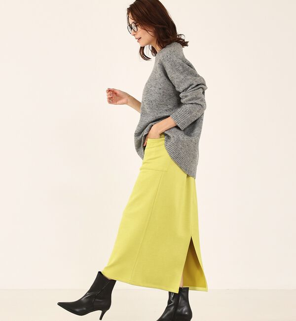 abahouse mavie「フェイク（スエード＆レザー）ロングタイトスカート」|スカート|