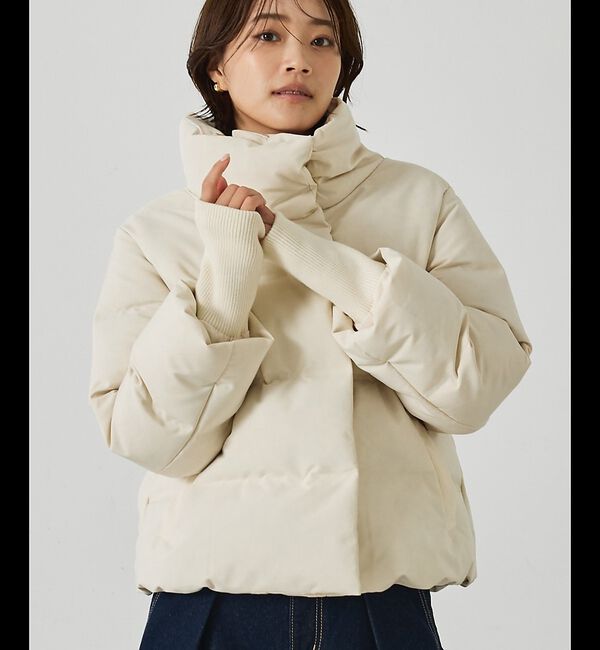 abahouse mavie「【WEB Domani掲載】袖リブシームレススタンドダウン/ロングセラー/定番/」|ダウン|アイボリー