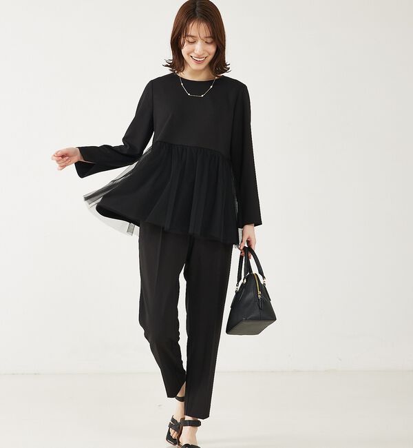 abahouse mavie「【エニデイカセット】チュールブラウス＆テーパードパンツ」|シャツ・ブラウス|