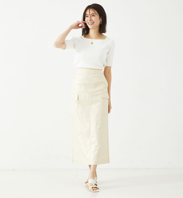 abahouse mavie「【アンサンブル対応】麻タッチリブスクエアネックプルオーバー」|ニット・セーター|