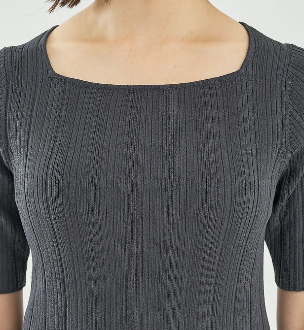 abahouse mavie「【アンサンブル対応】麻タッチリブスクエアネックプルオーバー」|ニット・セーター|