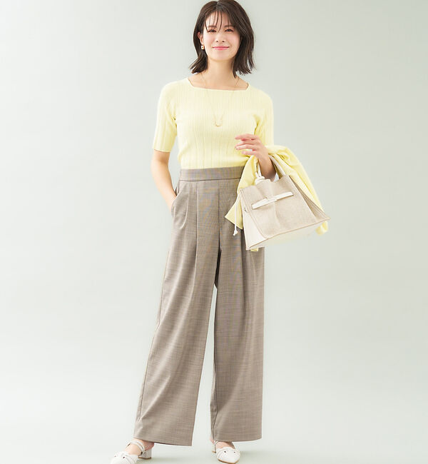 abahouse mavie「【アンサンブル対応】麻タッチリブスクエアネックプルオーバー」|ニット・セーター|