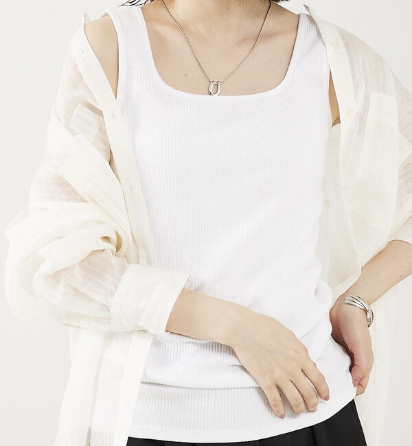 abahouse mavie「スクエアネック2WAYタンクトップ」|キャミソール|ホワイト