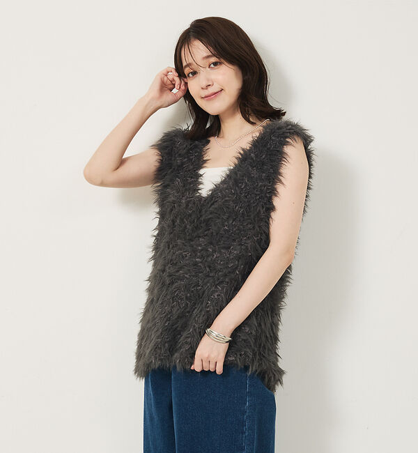 abahouse mavie「フェザーチュールヤーンニットベスト」|ベスト・ジレ|