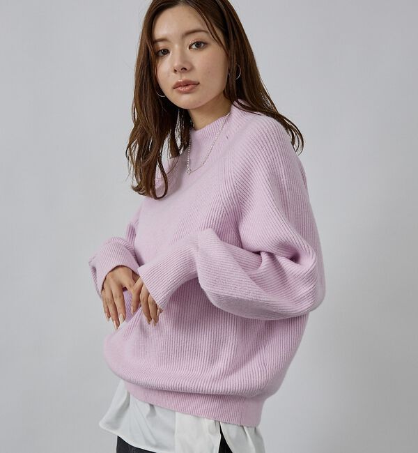 abahouse mavie「片畦モックネックプルオーバー」|ニット・セーター|