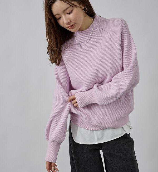 abahouse mavie「片畦モックネックプルオーバー」|ニット・セーター|