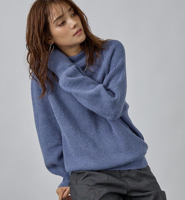 abahouse mavie「片畦モックネックプルオーバー」|ニット・セーター|