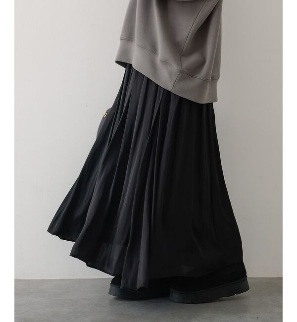 abahouse mavie「ヴィンテージサテンギャザースカート」|スカート|ブラック