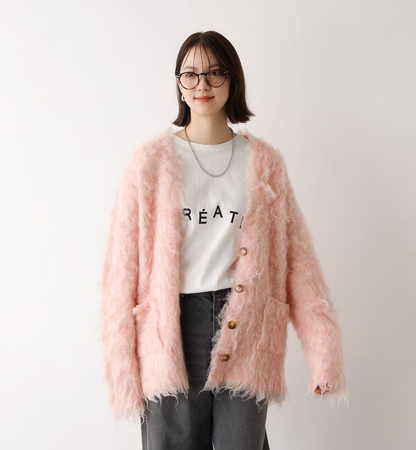 abahouse mavie「【スタッフ人気No1】シャギー起毛カーディガン/ニット/軽量/ガーリー/ふわふわ」|カーディガン|