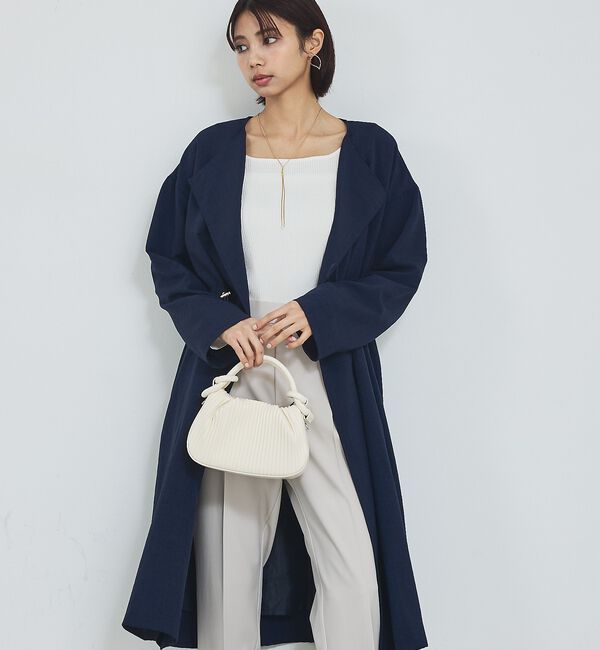 abahouse mavie「【春アウター】ノーカラーコート/通勤/きれいめ/ロング/セミオケ/春服」|ノーカラーコート|