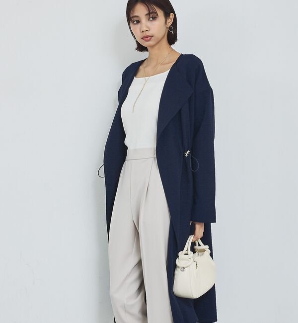 abahouse mavie「【春アウター】ノーカラーコート/通勤/きれいめ/ロング/セミオケ/春服」|ノーカラーコート|