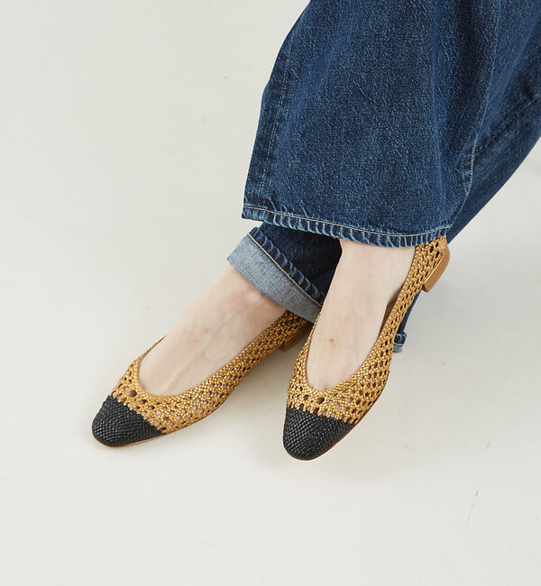 The Store by C' 「【FRANCESCO RUSSO】バイカラーバレリーナパンプス」|パンプス|ゴールド