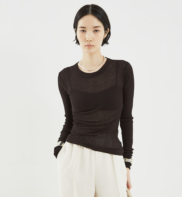The Store by C' 「【NINETY PERCENT】ANIS SOFT RIB LONG SLEEV」|Tシャツ・カットソー|ブラック