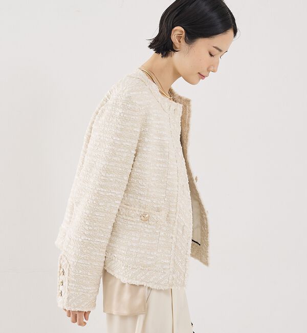 The Store by C' 「【COCUCA】クルーネックツイードジャケット」|ノーカラージャケット|