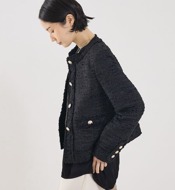 The Store by C' 「【COCUCA】クルーネックツイードジャケット」|ノーカラージャケット|