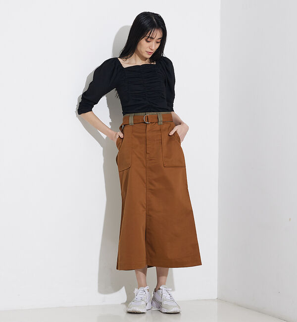 NOMINE「【Dickiesコラボ 別注】ウエスト配色 ベルトチノロングスカート」|スカート|