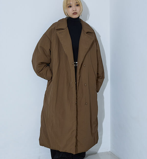 NOMINE「３WAYカラー中綿ロングコート」|ステンカラーコート|ブラウン