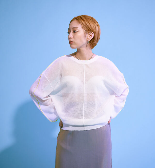 NOMINE「【前後着用可】2WAYシアーラインカーディガン」|カーディガン|ホワイト