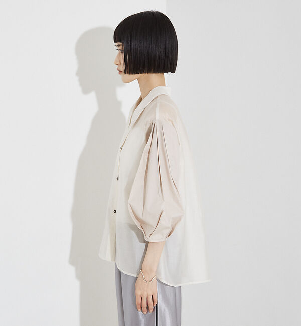 NOMINE「【セットアップ着用可】シアー コンビ5分袖 襟付きシャツ」|シャツ・ブラウス|