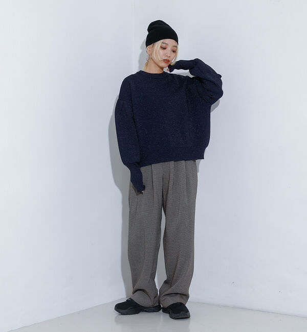 NOMINE「【セットアップ着用可】チェック タック ワイドパンツ」|スラックス|