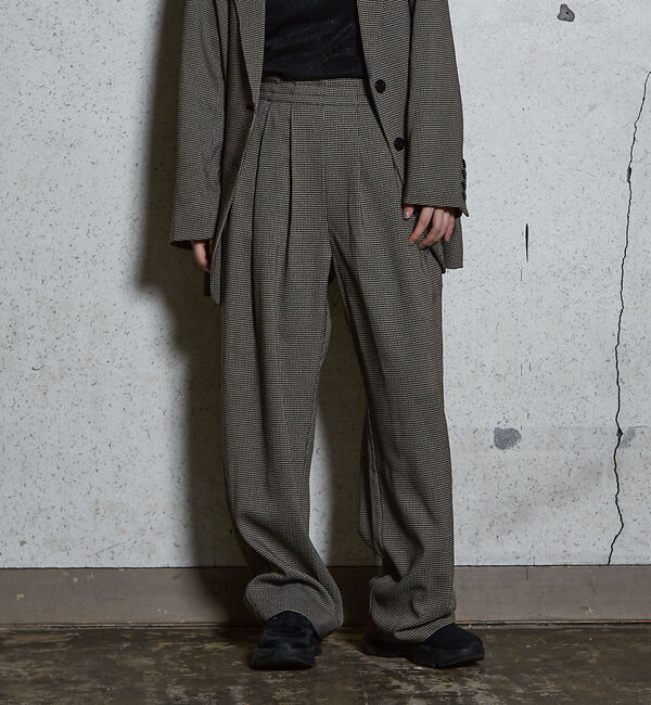 NOMINE「【セットアップ着用可】チェック タック ワイドパンツ」|スラックス|