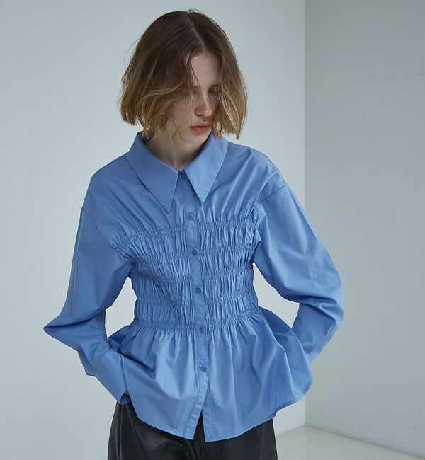 NOMINE「ビスチェ風 シャーリング シャツ」|シャツ・ブラウス|