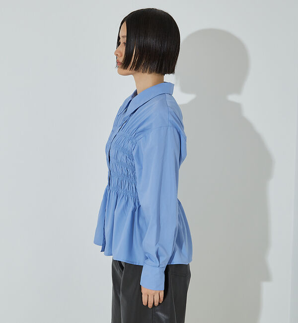 NOMINE「ビスチェ風 シャーリング シャツ」|シャツ・ブラウス|