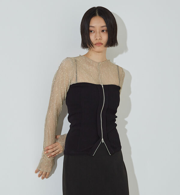 NOMINE「マルチWAY ニット ZIP ビスチエ」|その他|ブラック系その他1