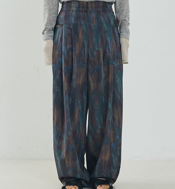 NOMINE「水彩アート ニュアンス柄 タックパンツ」|その他|