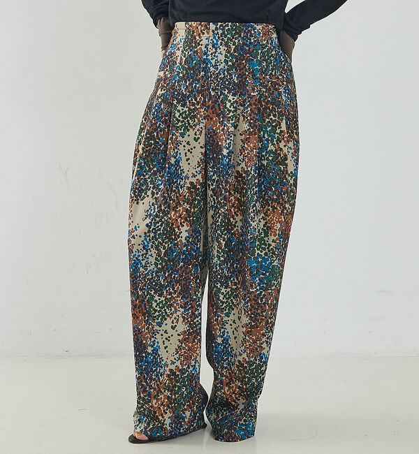 NOMINE「水彩アート ニュアンス柄 タックパンツ」|その他|その他1