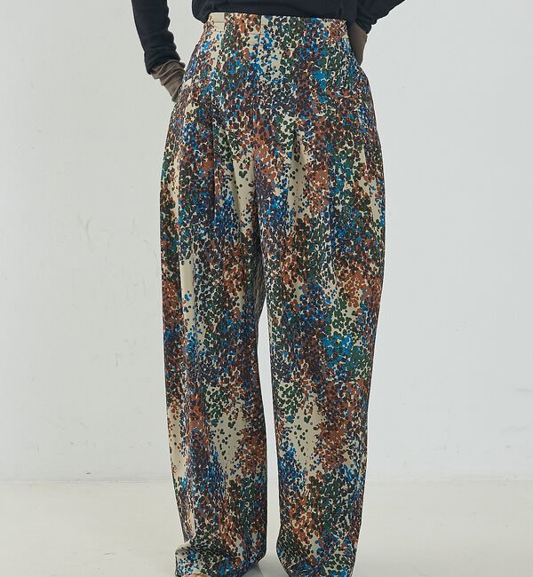 NOMINE「水彩アート ニュアンス柄 タックパンツ」|その他|