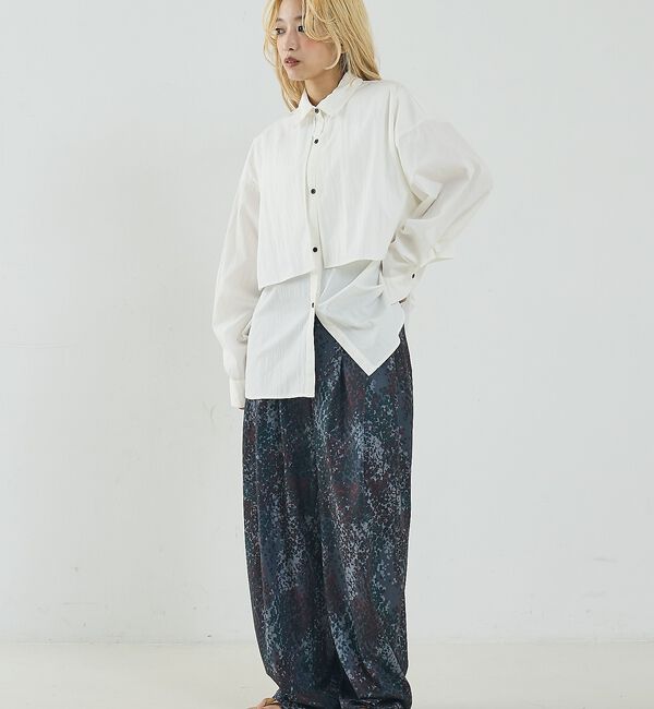 NOMINE「水彩アート ニュアンス柄 タックパンツ」|その他|