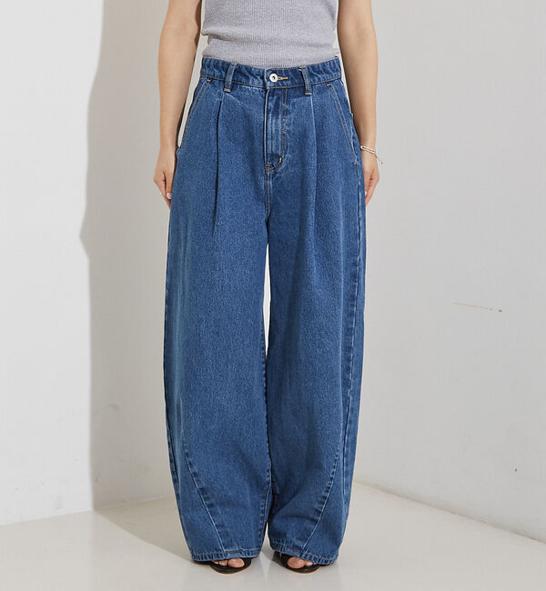 NOMINE「タック ボリューム デニムパンツ」|デニム|