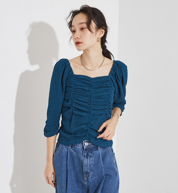 NOMINE「シャーリング ボリュームスリーブ2WAYプルオーバー」|Tシャツ・カットソー|