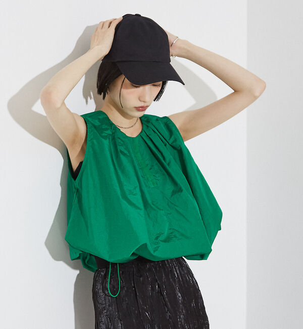 NOMINE「タック バルーン タンクトップ ブラウス」|シャツ・ブラウス|グリーン