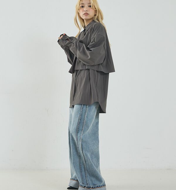 NOMINE「【ユニセックス】ロングヨーク オーバーサイズ シャツ」|シャツ・ブラウス|