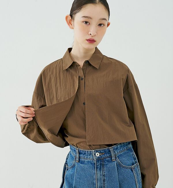 NOMINE「【ユニセックス】ロングヨーク オーバーサイズ シャツ」|シャツ・ブラウス|ブラウン