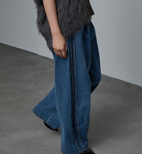 NOMINE「サイドライン タック ワイド ハイウエスト デニムパンツ」|デニム|