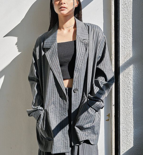NOMINE「ストライプワイドジャケット」|テーラードジャケット|