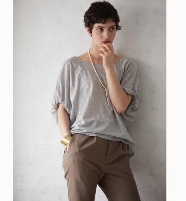 Liesse「ギャザードルマンブラウス」|Tシャツ・カットソー|杢グレー