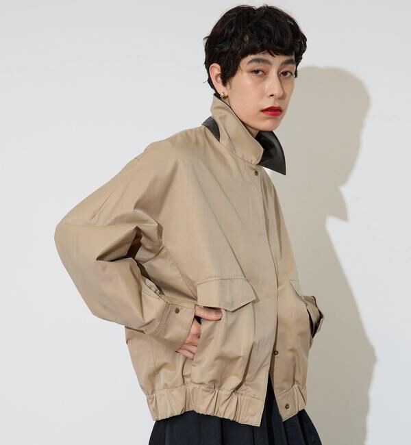 Liesse「フェイクレザーコンビブルゾン」|ブルゾン・スタジャン|ベージュ